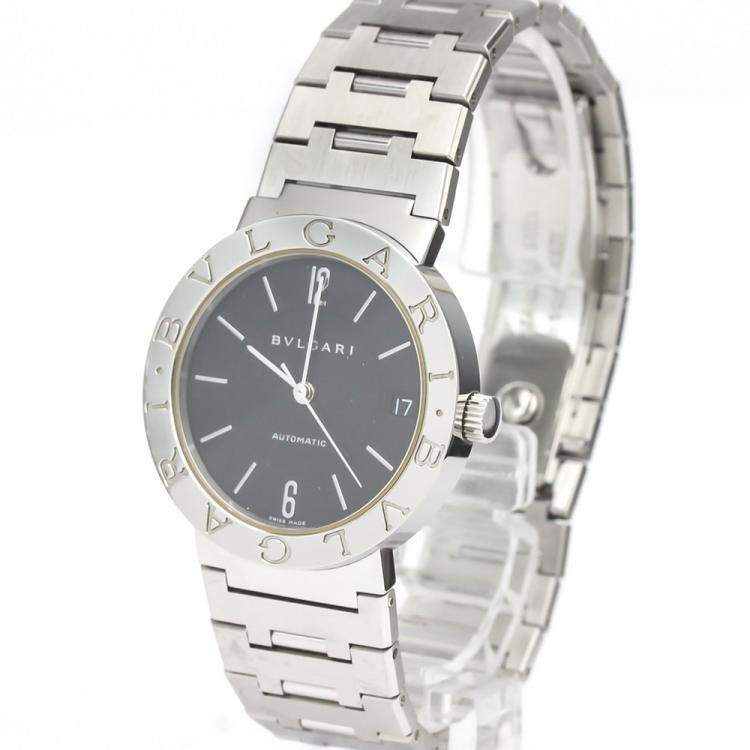 Pre Owned Bvlgari Black Stainless Steel Bvlgari Bvlgari BB33SS Automatic Men's Wristwatch 33 MM