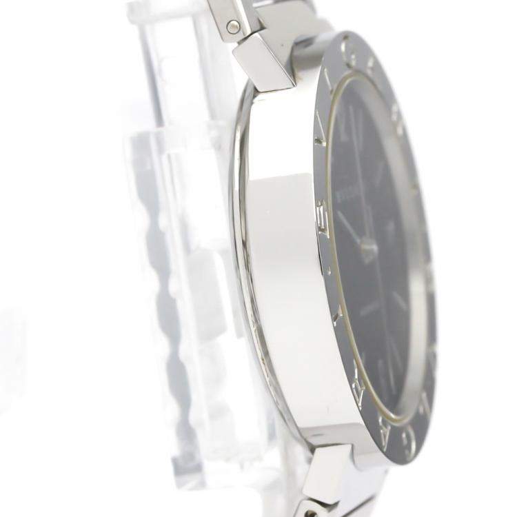 Pre Owned Bvlgari Black Stainless Steel Bvlgari Bvlgari BB33SS Automatic Men's Wristwatch 33 MM