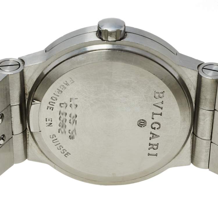 Pre Owned Bvlgari Black Stainless Steel LC 35 S Diagono Automatic Men's Wristwatch 35 MM