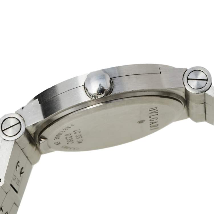 Pre Owned Bvlgari Black Stainless Steel LC 35 S Diagono Automatic Men's Wristwatch 35 MM