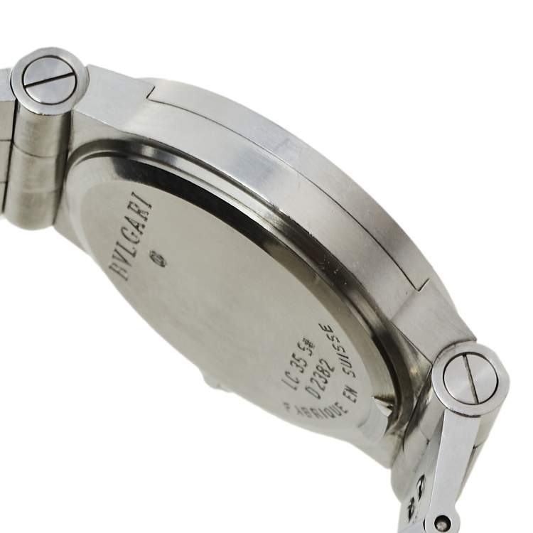 Pre Owned Bvlgari Black Stainless Steel LC 35 S Diagono Automatic Men's Wristwatch 35 MM