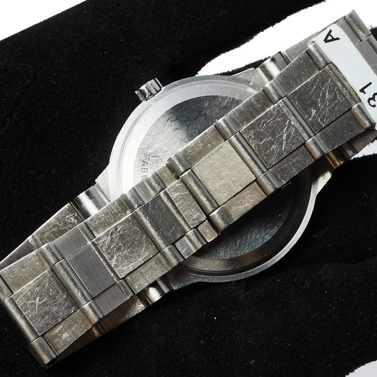 Pre Owned Bvlgari Black Stainless Steel LC 35 S Diagono Automatic Men's Wristwatch 35 MM