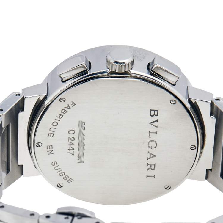 Pre Owned Bvlgari Black Stainless Steel Bvlgari BB 42 SS CH Men's Wristwatch 42 mm
