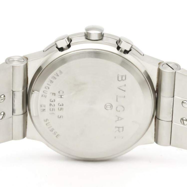 Pre Owned Bvlgari Black Stainless Steel Diagono Quartz Chronograph CH35S Men's Wristwatch 35 MM
