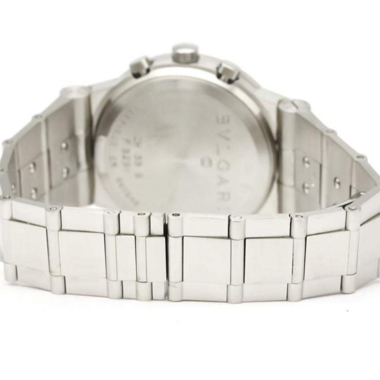 Pre Owned Bvlgari Black Stainless Steel Diagono Quartz Chronograph CH35S Men's Wristwatch 35 MM