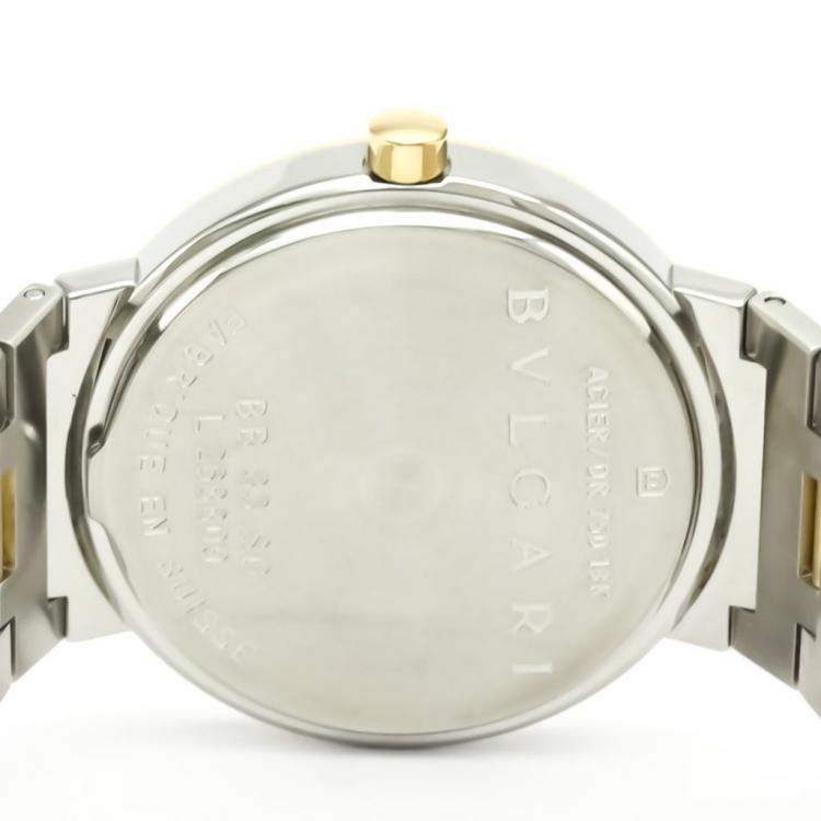 Pre Owned Bvlgari Black 18K Yellow Gold And Stainless Steel BB33SG Men's Wristwatch 33 MM