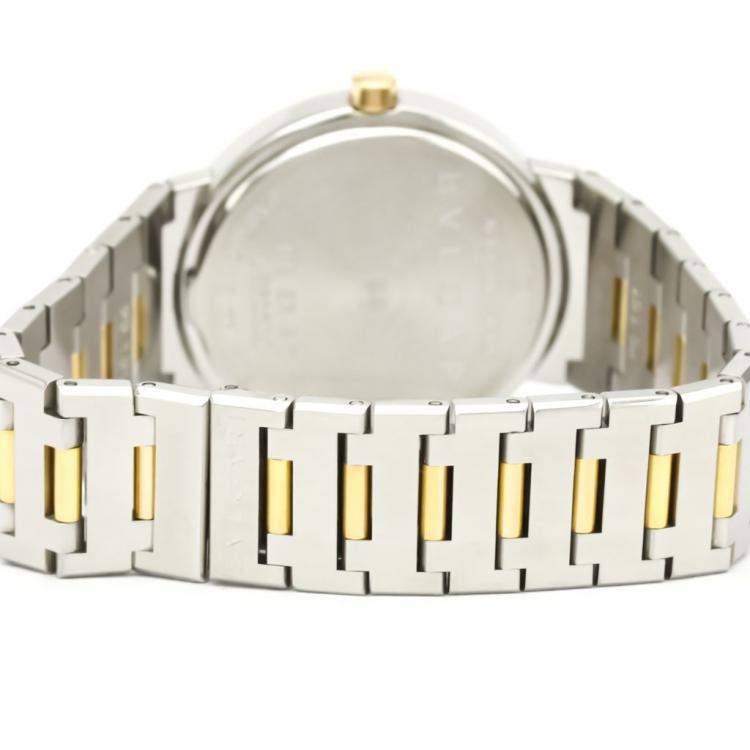 Pre Owned Bvlgari Black 18K Yellow Gold And Stainless Steel BB33SG Men's Wristwatch 33 MM