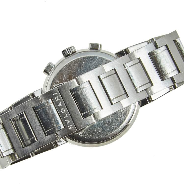 Pre Owned Bvlgari Black Stainless Steel Bvlgari BB38SSCH Men's Wristwatch 38 mm