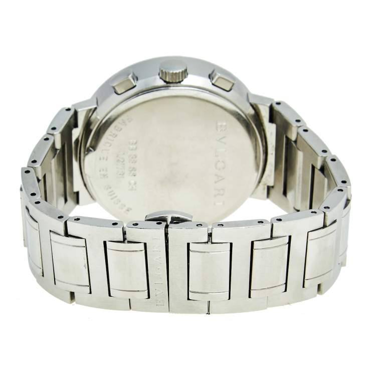 Pre Owned Bvlgari Black Stainless Steel Bvlgari BB38SSCH Men's Wristwatch 38 mm