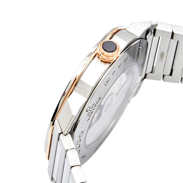 Pre Owned Bvlgari Grey 18k Rose Gold Stainless Steel Octo Roma 103083 Men's Wristwatch 41 mm