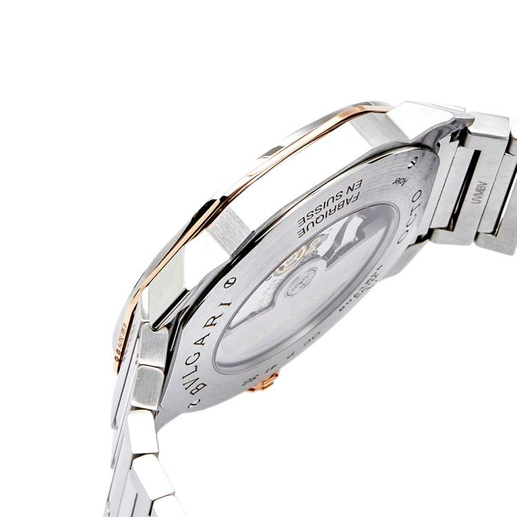 Pre Owned Bvlgari Grey 18k Rose Gold Stainless Steel Octo Roma 103083 Men's Wristwatch 41 mm