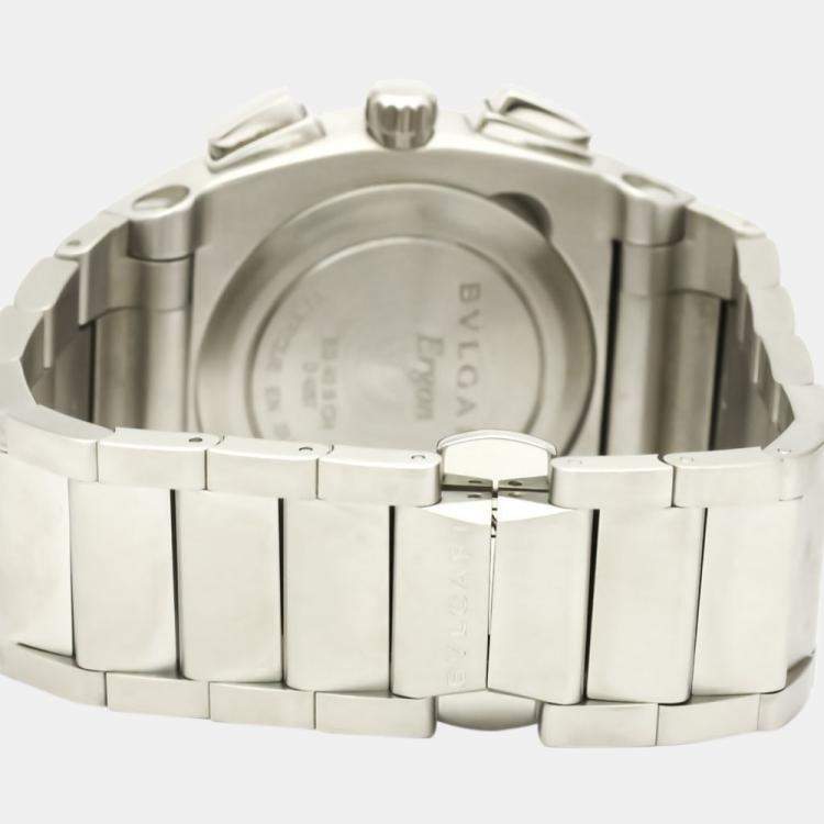 Pre Owned Bvlgari Black Stainless Steel Ergon Chronograph EG40SCH Automatic Men's Wristwatch 40 MM