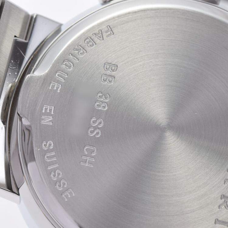 Pre Owned Bvlgari Black Stainless Steel Bvlgari Bvlgari BB38SSCH Automatic Men's Wristwatch 38 mm
