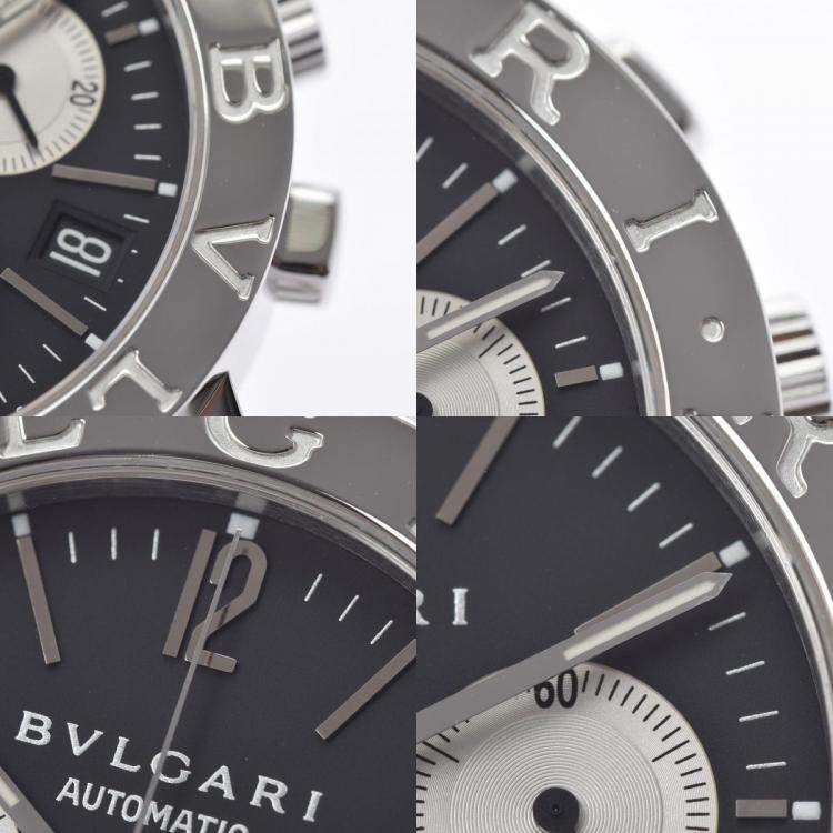 Pre Owned Bvlgari Black Stainless Steel Bvlgari Bvlgari BB38SSCH Automatic Men's Wristwatch 38 mm