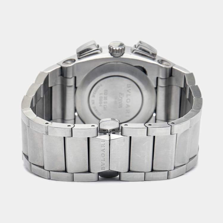 Pre Owned Bvlgari Silver Stainless Steel Ergon EG 35 S CH Men's Wristwatch 35 mm