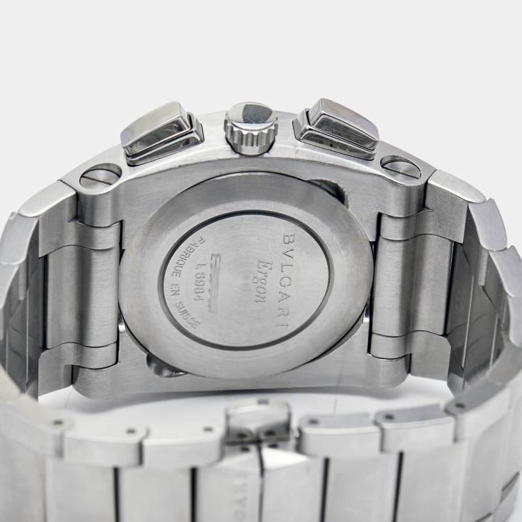 Pre Owned Bvlgari Silver Stainless Steel Ergon EG 35 S CH Men's Wristwatch 35 mm