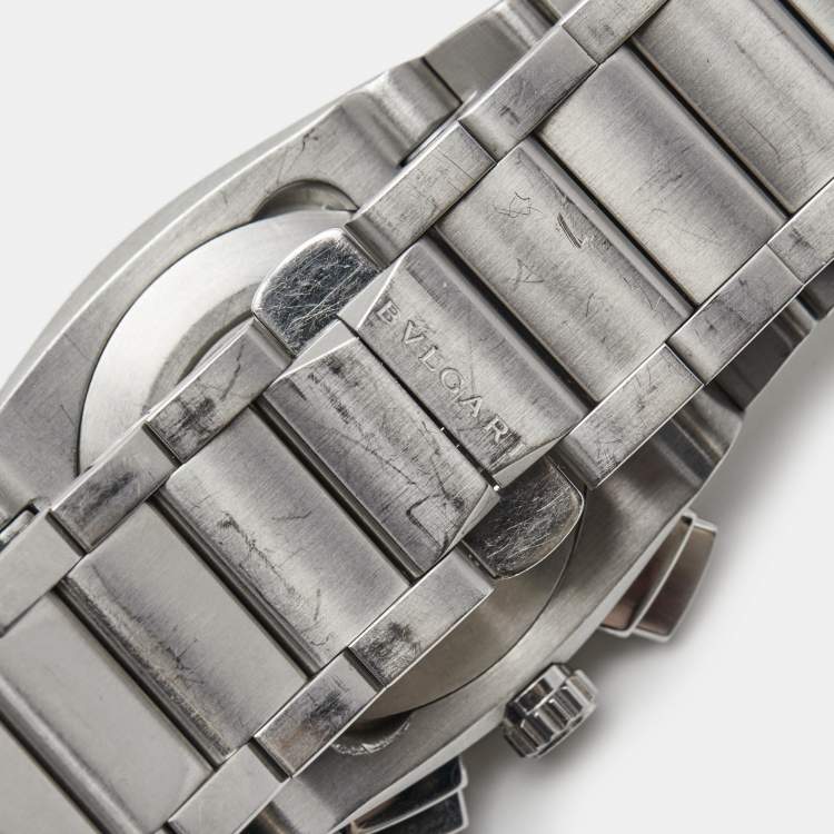 Pre Owned Bvlgari Silver Stainless Steel Ergon EG 35 S CH Men's Wristwatch 35 mm