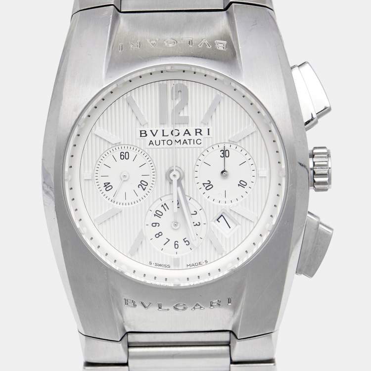 Pre Owned Bvlgari Silver Stainless Steel Ergon EG 35 S CH Men's Wristwatch 35 mm