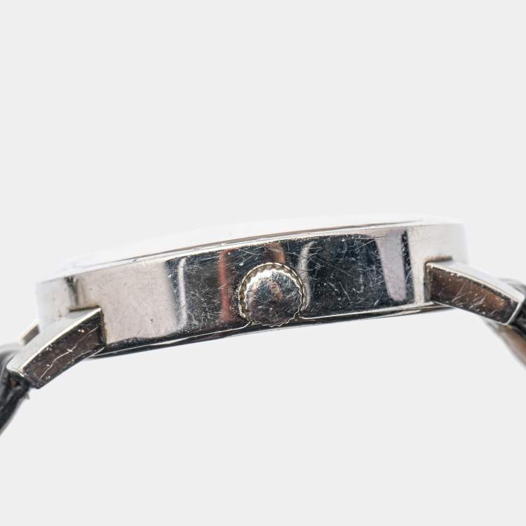 Pre Owned Bvlgari Bvlgari White Stainless Steel Aliigator Leather BB 42 SL Auto Men's Wristwatch 42 MM