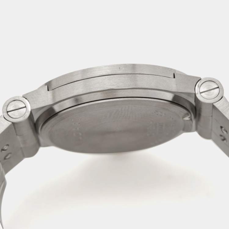 Pre Owned Bvlgari Black Stainless Steel Diagono CH35S Men's Wristwatch 35 mm 