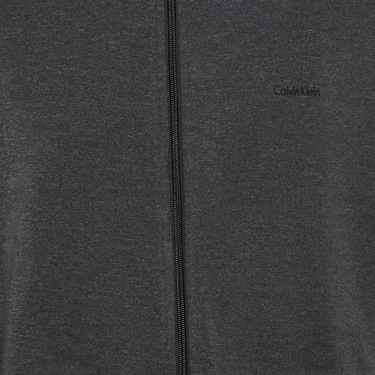 Pre Owned Calvin Klein Grey/Black Jersey Zip Up Jacket L