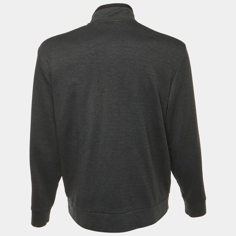 Pre Owned Calvin Klein Grey/Black Jersey Zip Up Jacket L