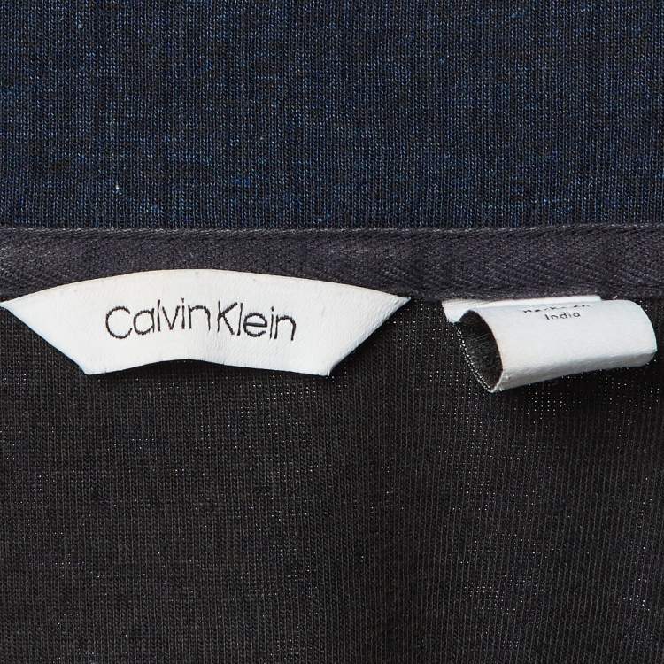 Pre Owned Calvin Klein Dark Blue Jersey Zip Up Jacket L 
