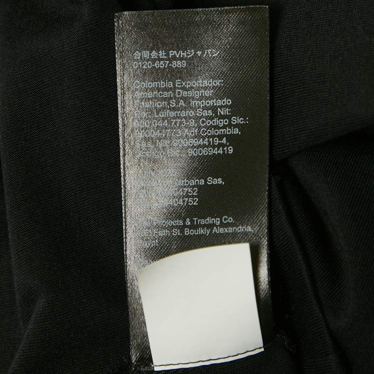 Pre Owned Calvin Klein CKone Black Rose Print Jersey Distressed T-Shirt XS