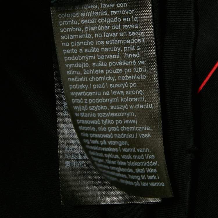 Pre Owned Calvin Klein CKone Black Rose Print Jersey Distressed T-Shirt XS