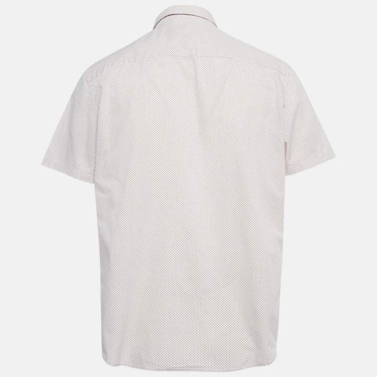 Pre Owned Calvin Klein White/Red Dots Print Cotton Blend Half Sleeve Shirt L