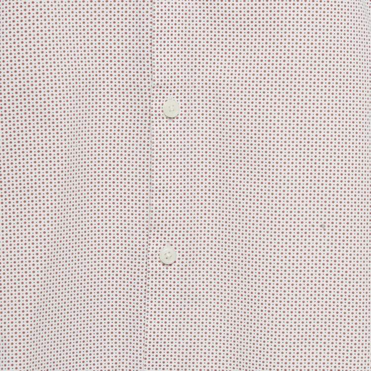 Pre Owned Calvin Klein White/Red Dots Print Cotton Blend Half Sleeve Shirt L