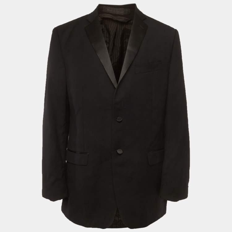 Pre Owned Calvin Klein Black Wool Slim Fit Blazer L