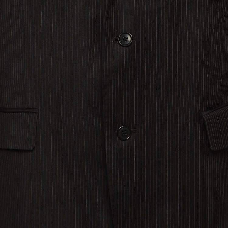 Pre Owned Calvin Klein Black Striped Wool Macy's Blazer XL
