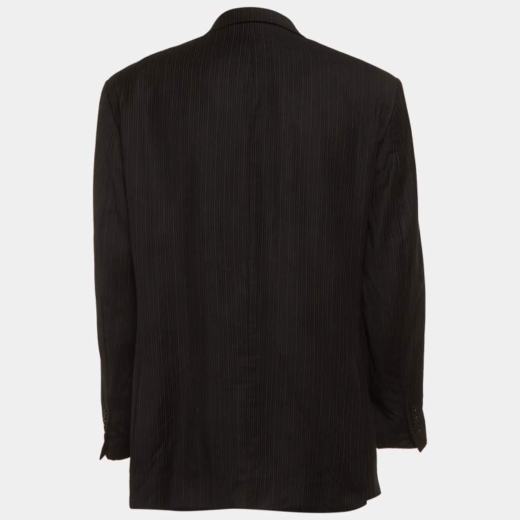 Pre Owned Calvin Klein Black Striped Wool Macy's Blazer XL