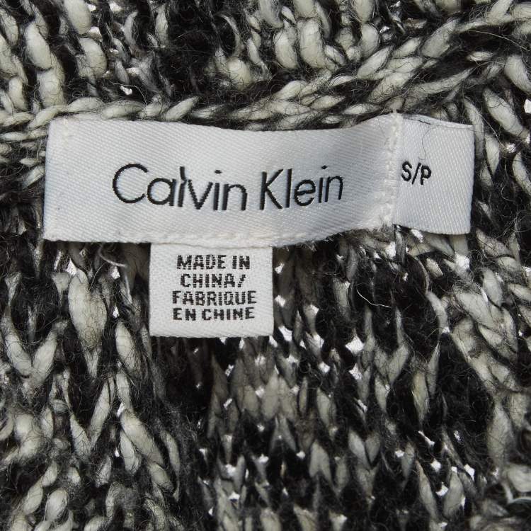 Pre Owned Calvin Klein Monochrome Knit V-Neck Sweater S