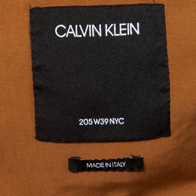 Pre Owned Calvin Klein Brown Distressed Cotton Fireman Reflective Jacket M