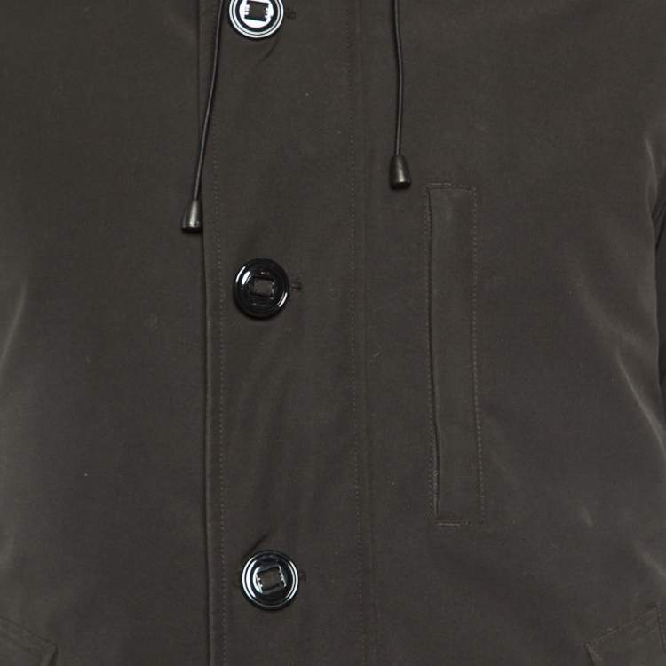 Pre Owned Canada Goose Black Synthetic Detachable Fur Hooded Zip-Up Jacket M