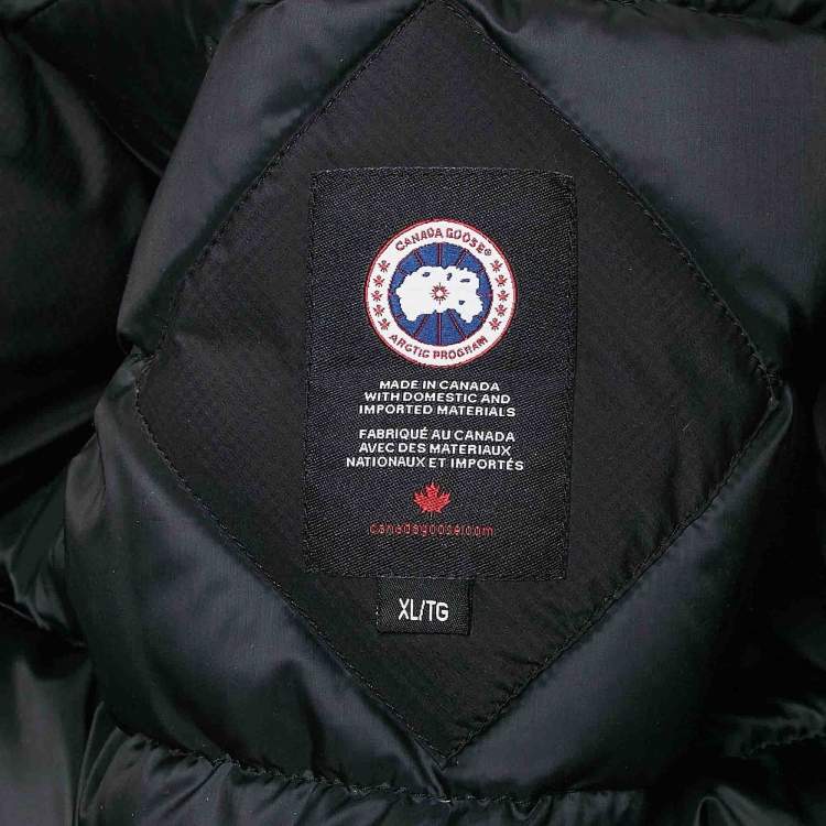 Pre Owned Canada Goose Black Nylon Hooded Down Jacket XL