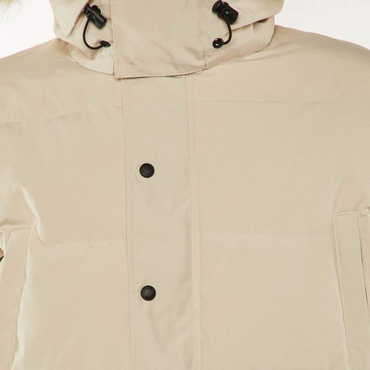 Pre Owned Canada Goose Light Beige Down Fur Trim Wyndham Parka L