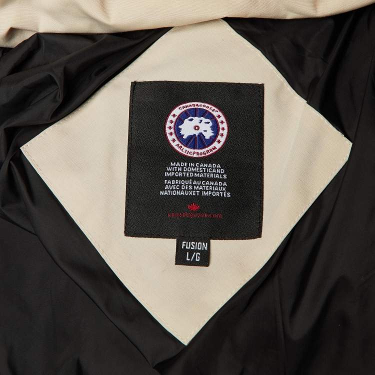 Pre Owned Canada Goose Light Beige Down Fur Trim Wyndham Parka L