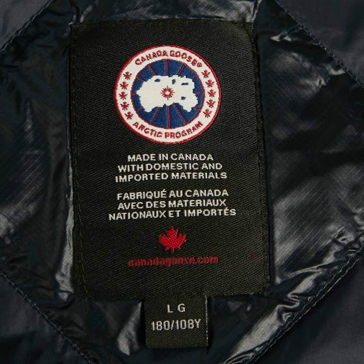 Pre Owned Canada Goose Navy Blue Nylon Down Puffer Jacket L