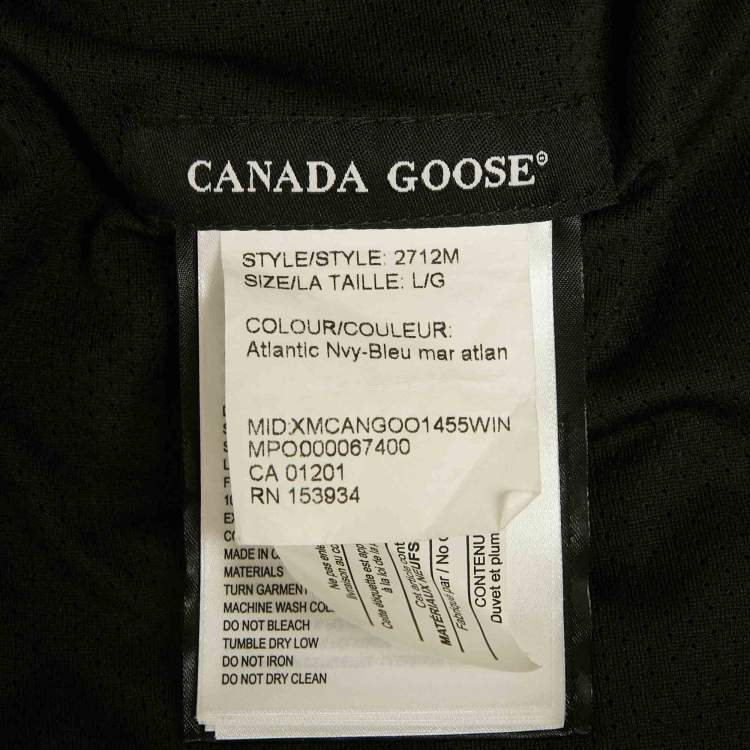 Pre Owned Canada Goose Navy Blue Nylon Down Puffer Jacket L