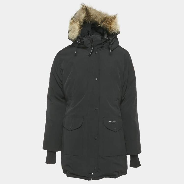 Pre Owned Canada Goose Black Synthetic Detachable Fur Hooded Zip-Up Jacket XL