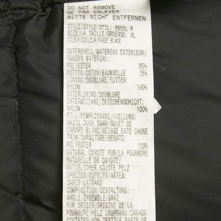 Pre Owned Canada Goose Black Synthetic Detachable Fur Hooded Zip-Up Jacket XL