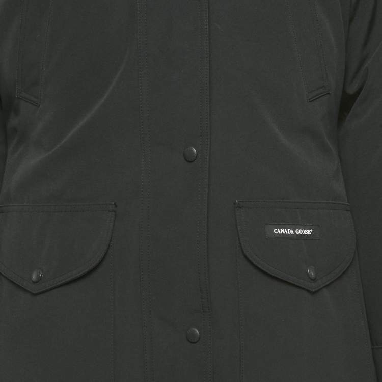 Pre Owned Canada Goose Black Synthetic Detachable Fur Hooded Zip-Up Jacket XL