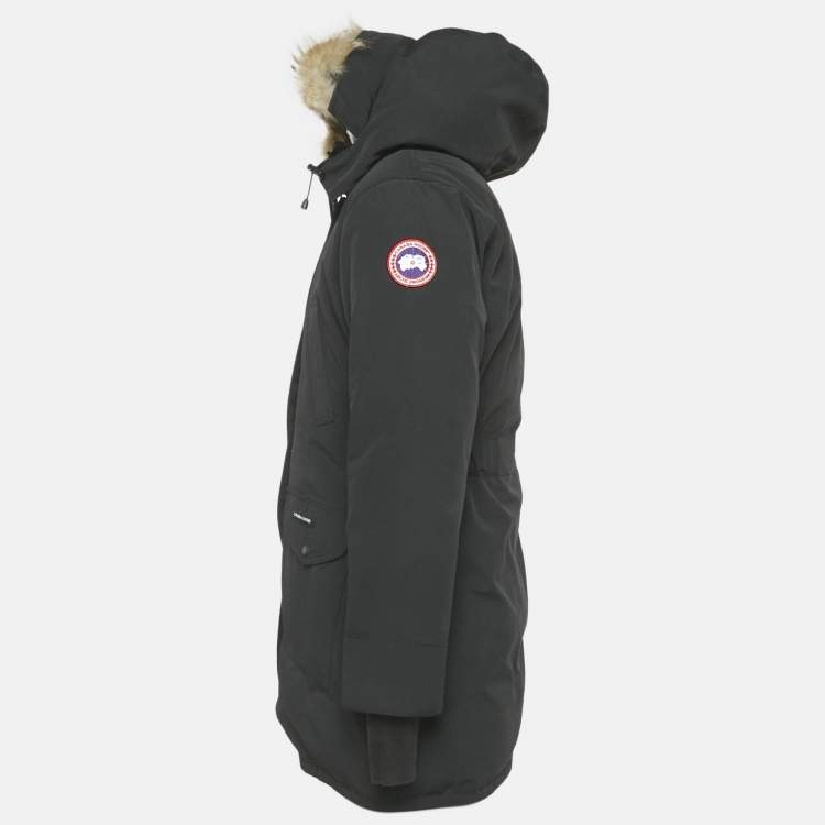 Pre Owned Canada Goose Black Synthetic Detachable Fur Hooded Zip-Up Jacket XL