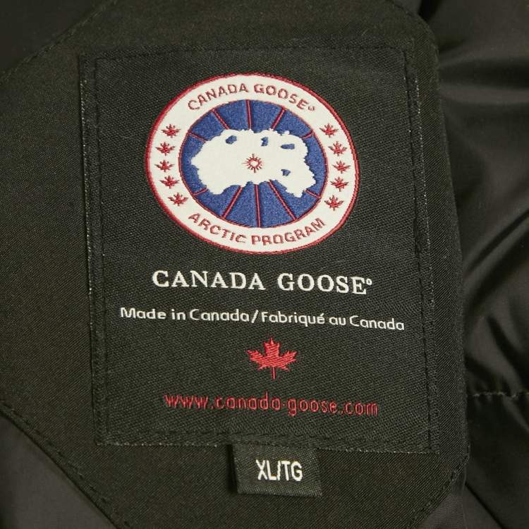Pre Owned Canada Goose Black Synthetic Detachable Fur Hooded Zip-Up Jacket XL