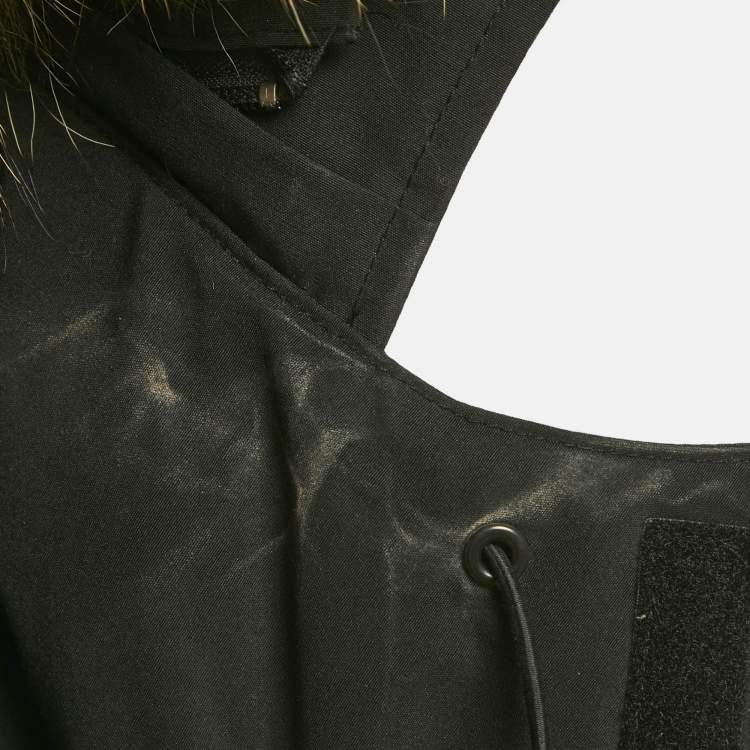 Pre Owned Canada Goose Black Synthetic Detachable Fur Hooded Zip-Up Jacket XL