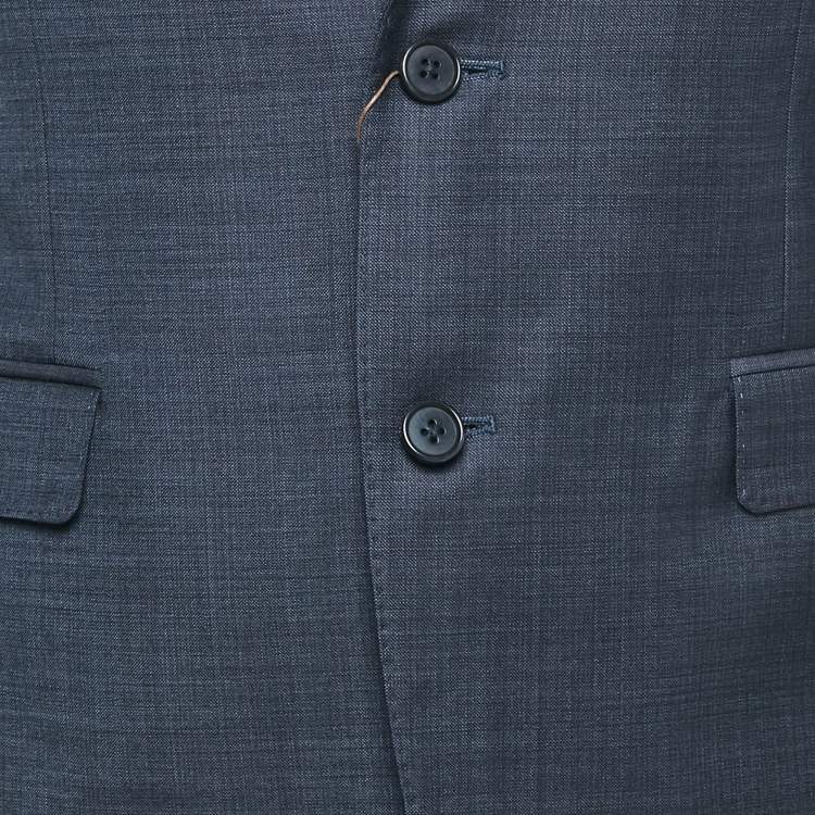 Pre Owned Canali Navy Blue Wool Pants Suit L