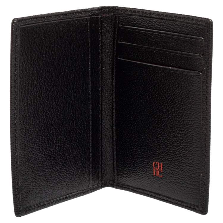 Pre Owned Carolina Herrera Signature Embossed Leather Bifold Card Case